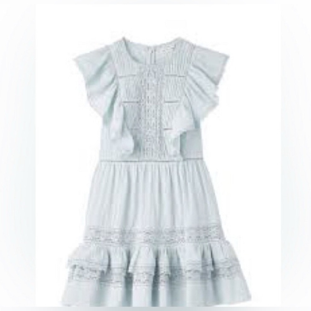 Rebecca Taylor  Blue Ruffle Lace Crochet Dress  Size 6